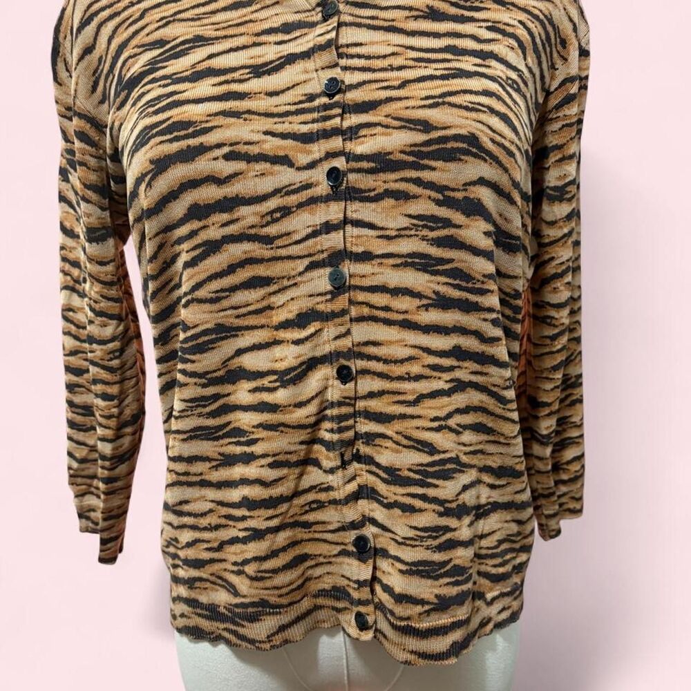 SILX Tiger Print Silk Blend Cardigan